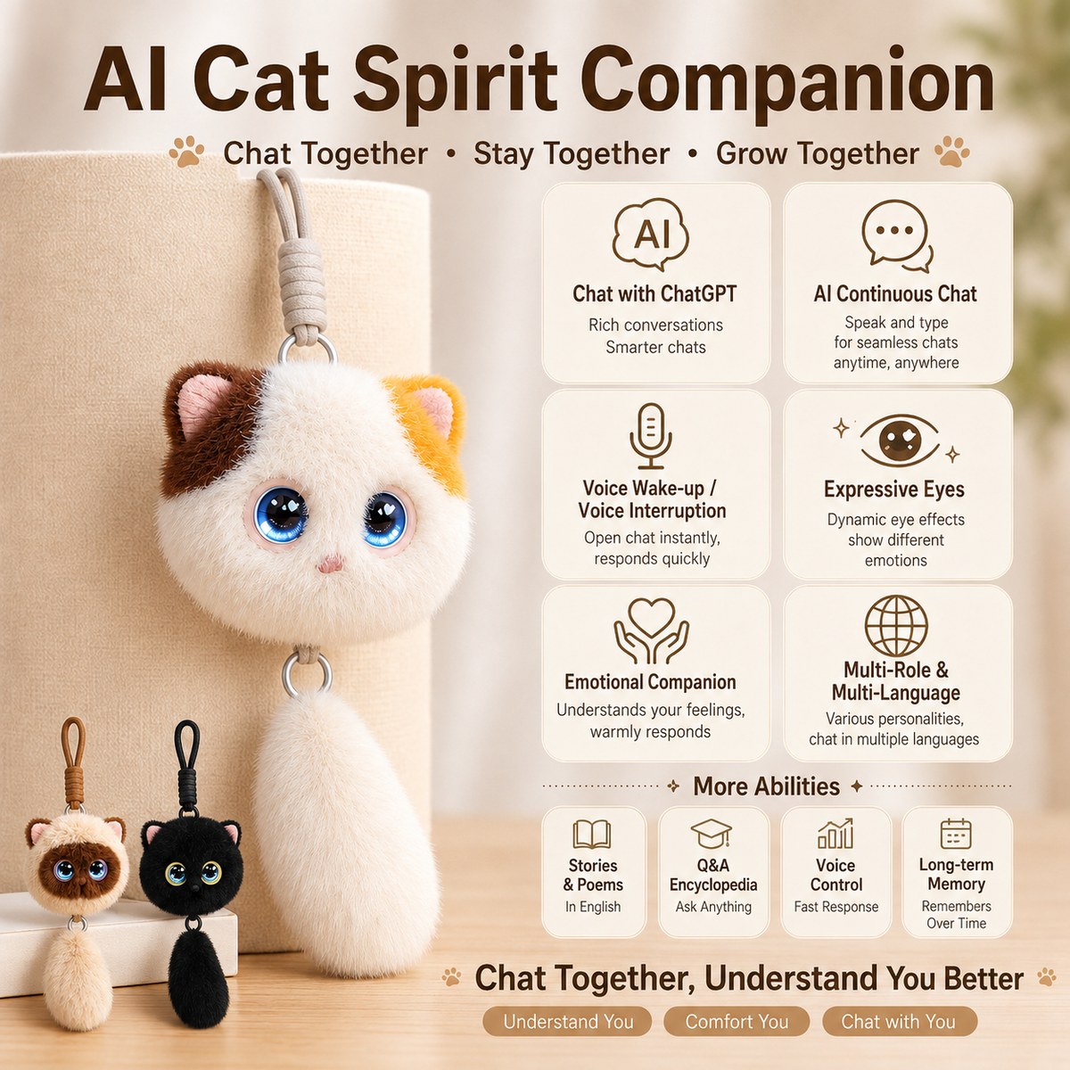 AI plush toy companion with emotion eyes - product view